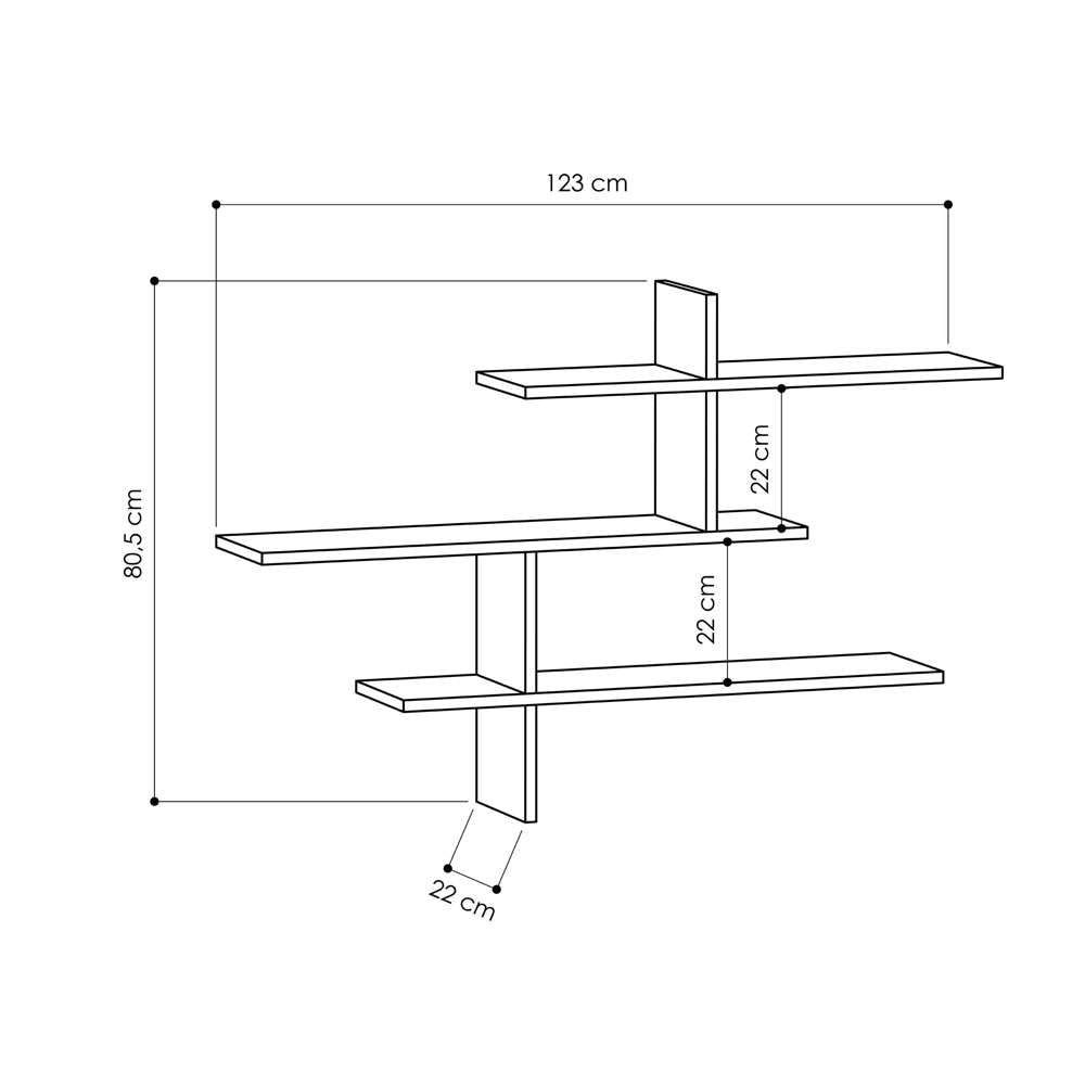 Étagère murale LEO 123 cm - Blanc - Salon ou séjour