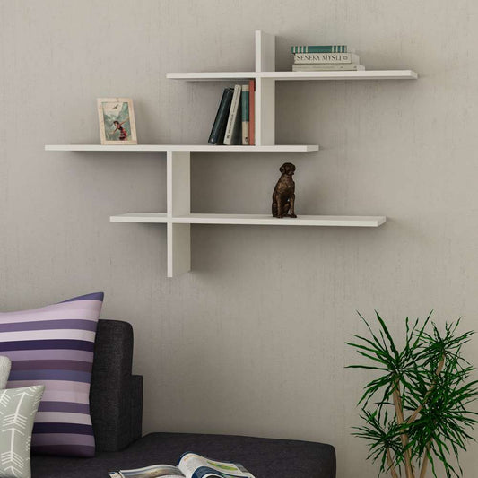 Étagère murale LEO 123 cm - Blanc - Salon ou séjour