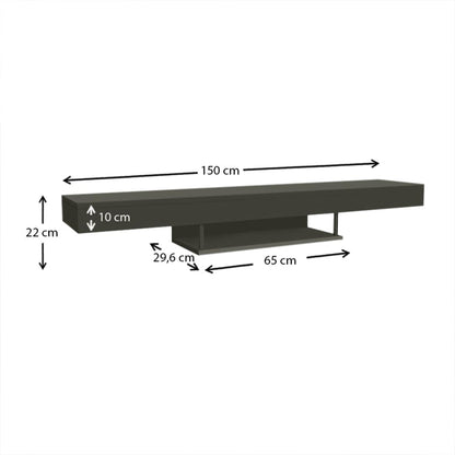 Meuble TV design suspendu ALBERES 150 cm - Gris avec éclairage LED