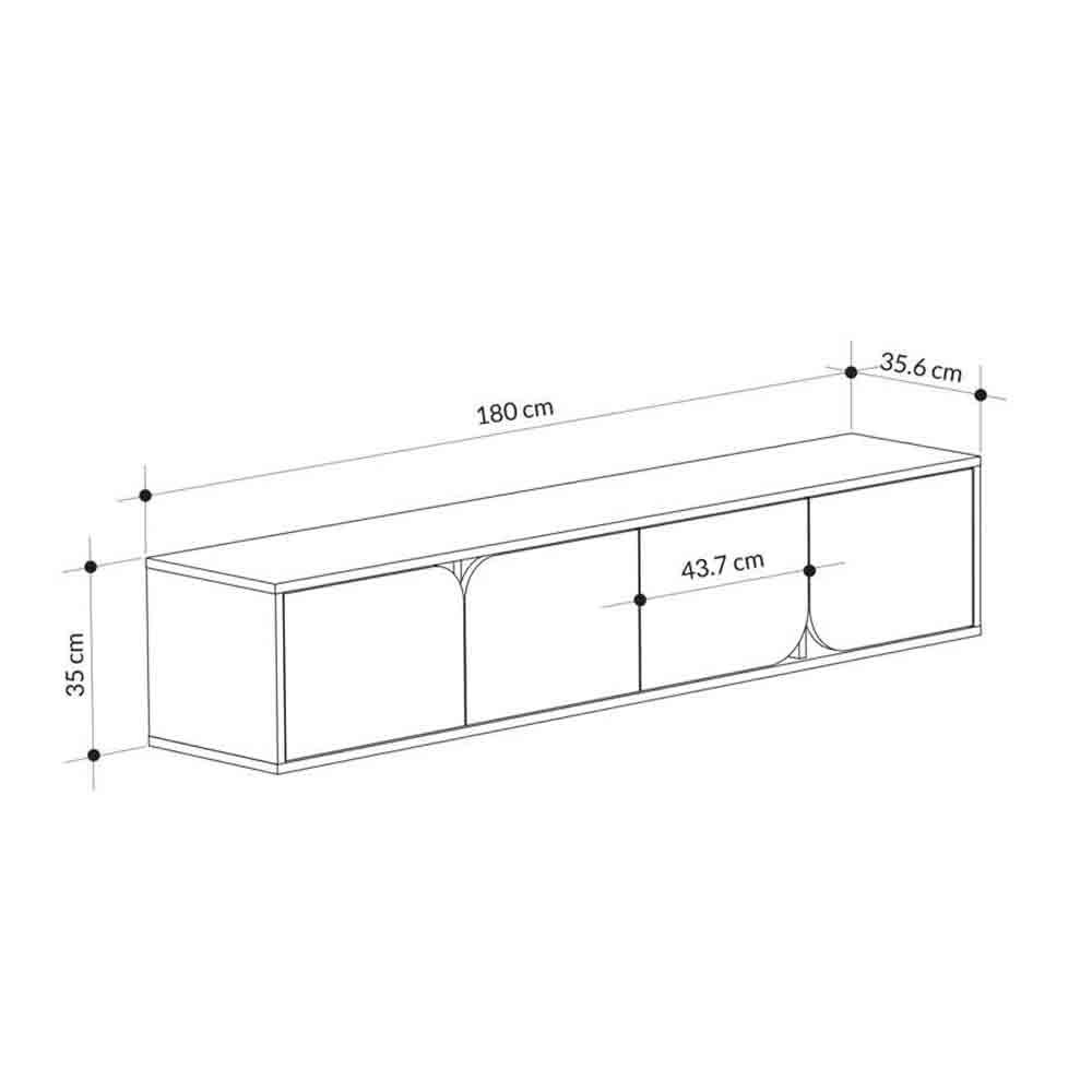 Meuble TV moderne SPARK 180 cm - Design suspendu  - Noyer et marbré