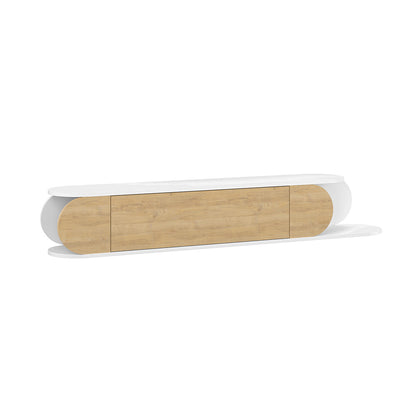 Meuble TV à design suspendu TONE 180 cm - Blanc et Chêne