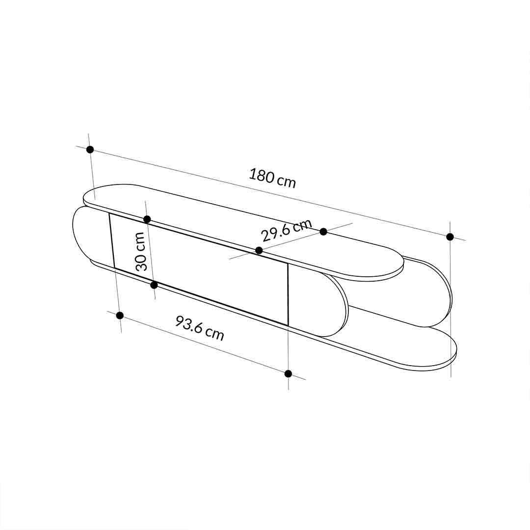 Meuble TV à design suspendu TONE 180 cm - Blanc et Chêne