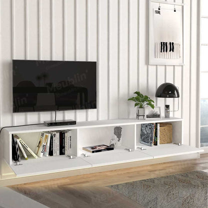 Meuble TV design suspendu DAMLA 180 cm Blanc - Séjour et Salon