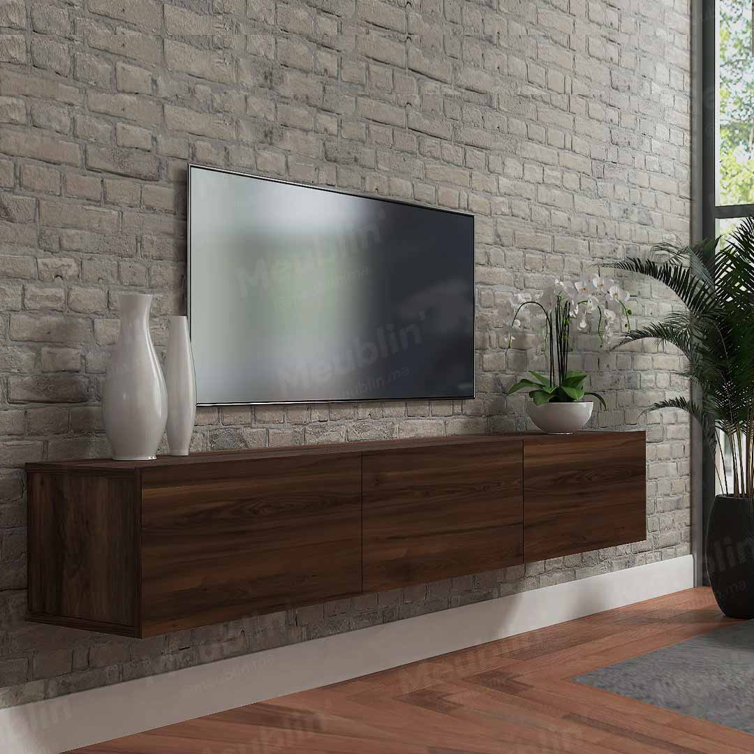 Meuble TV design suspendu DAMLA 180 cm - Marron Noyer Exclusif