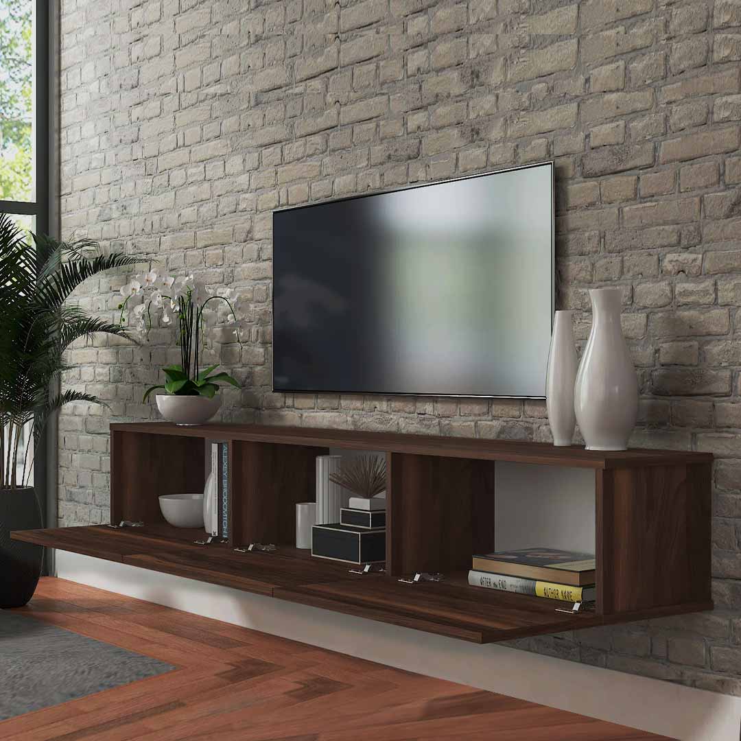 Meuble TV design suspendu DAMLA 180 cm - Marron Noyer Exclusif