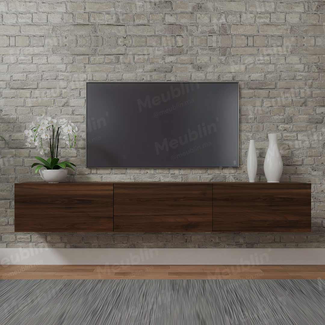 Meuble TV design suspendu DAMLA 180 cm - Marron Noyer Exclusif