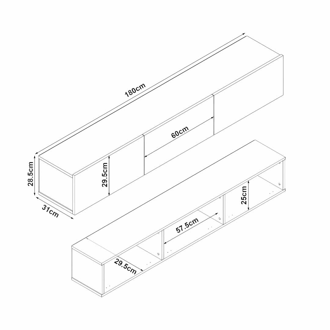 Meuble TV à design suspendu TOPKAPI 180 cm - Salon moderne