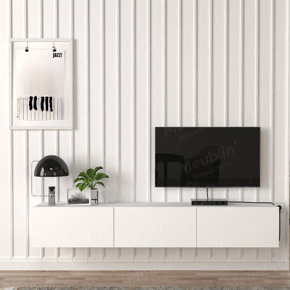 Meuble TV design suspendu DAMLA 180 cm Blanc - Séjour et Salon