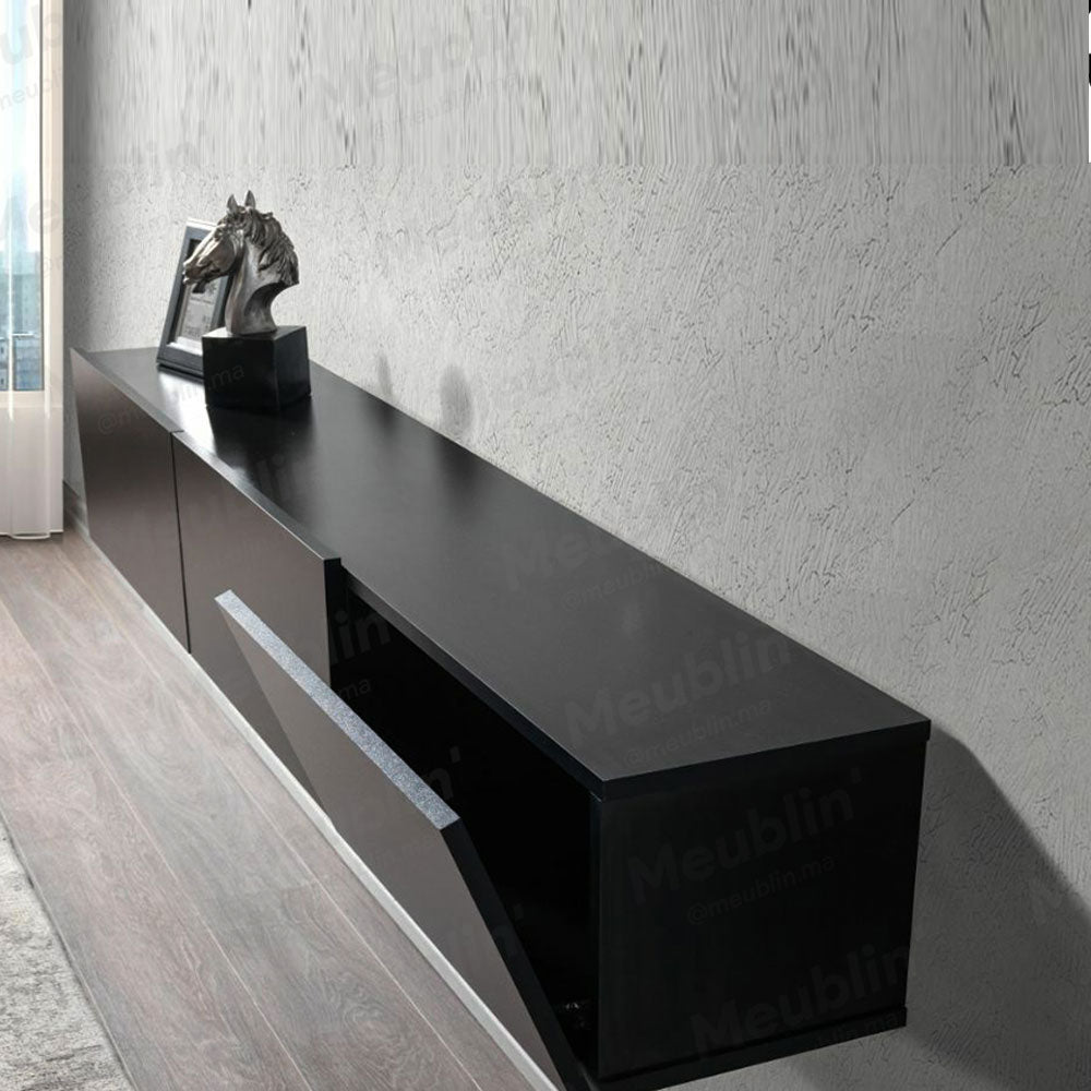 Meuble TV design suspendu DAMLA 180 cm - Noir