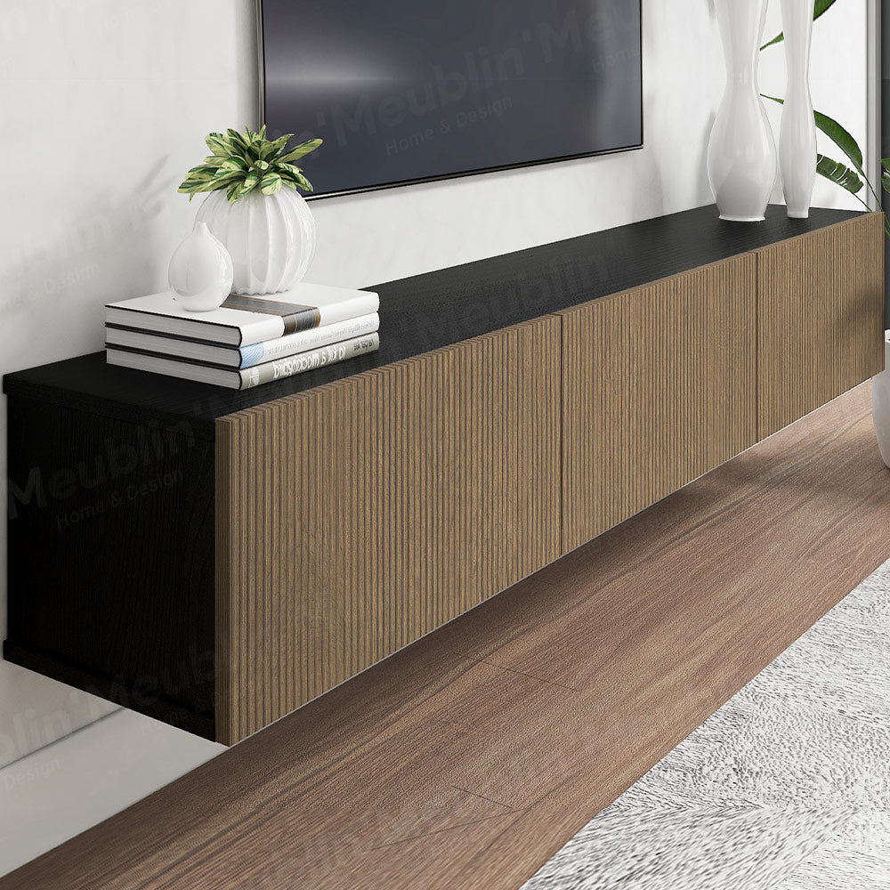 Meuble TV design suspendu DAMLA 180 cm - Noir YUNUS