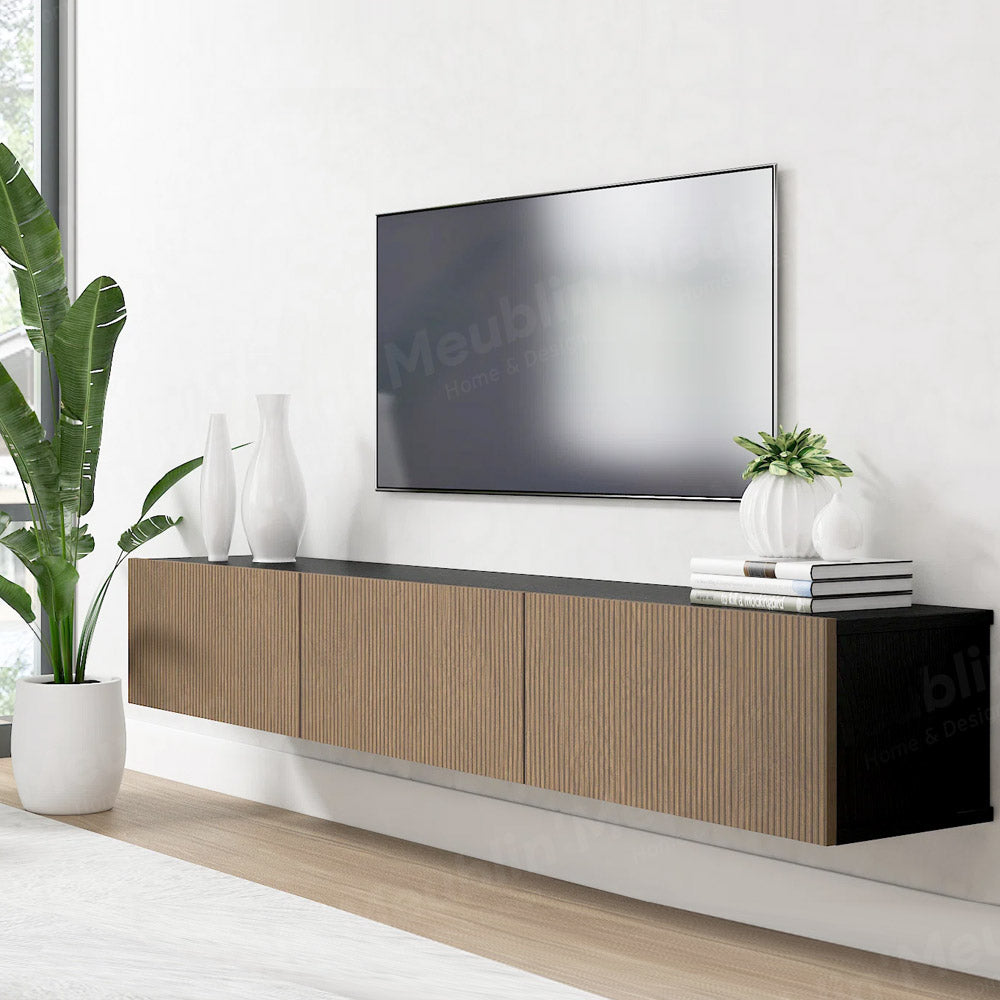 Meuble TV design suspendu DAMLA 180 cm - Noir YUNUS