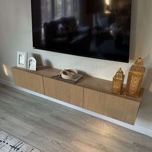 Meuble TV design suspendu DAMLA 180 cm - Chêne YUNUS