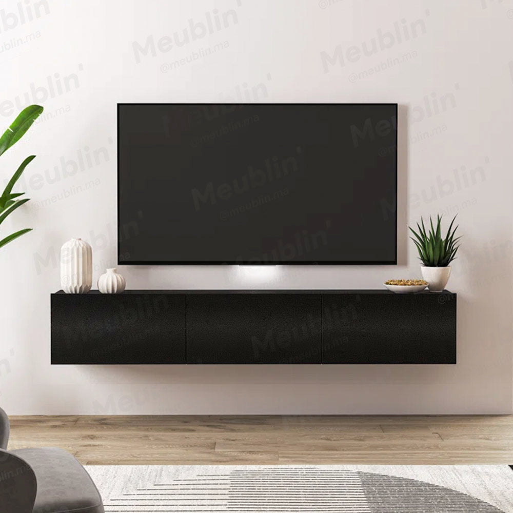 Meuble TV design suspendu DAMLA 180 cm - Noir