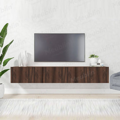 Meuble TV design suspendu AGDAL 180 cm - Bois Marron Foncé