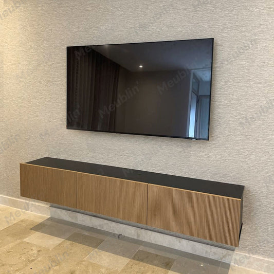 Meuble TV design suspendu DAMLA 180 cm - Noir YUNUS