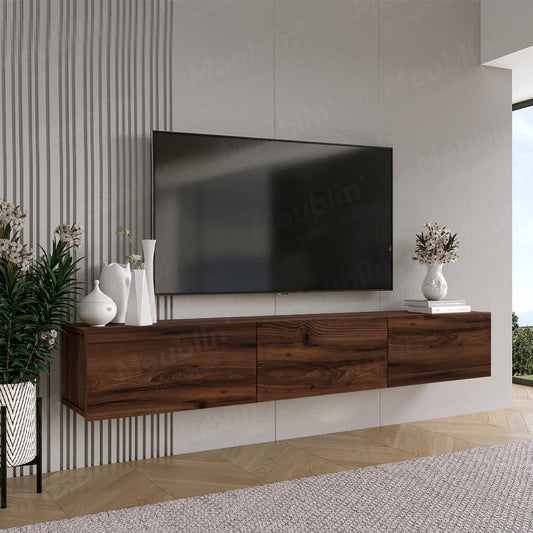 Meuble TV design suspendu DAMLA 180 cm - Marron Noyer Exclusif