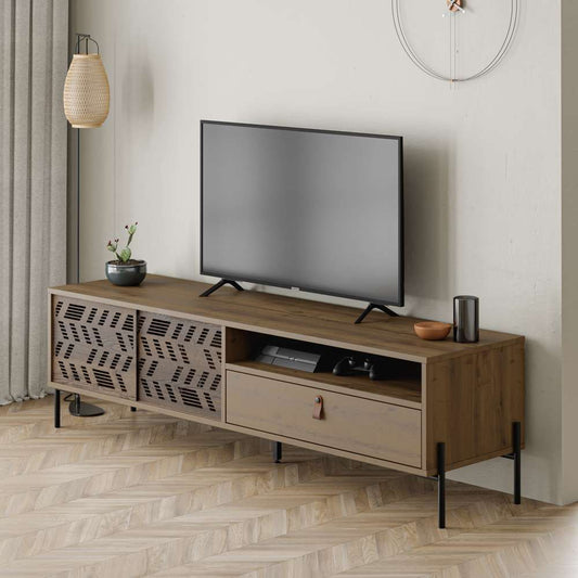 Meuble TV moderne DIONYSOS 170 cm pour séjour ou salon - Noyer