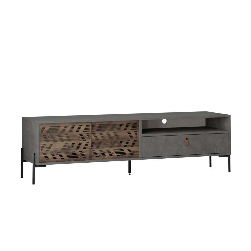 Meuble TV moderne DIONYSOS 170 cm pour séjour ou salon - Retro Grey