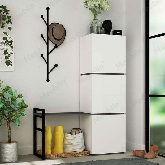 Meuble d'entrée MELLO 150 cm - Rangement chaussurese et  porte-manteaux
