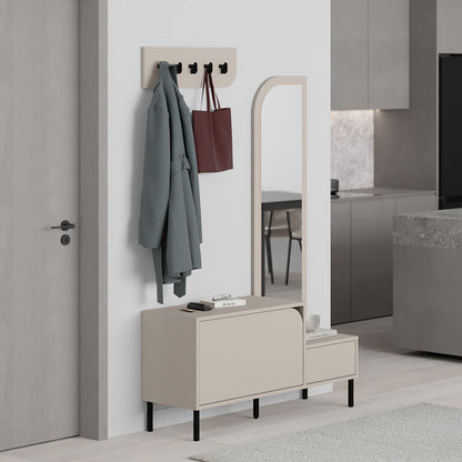 Meuble d'entrée MILA 172 cm - Rangement chaussures - Porte-manteaux et miroir
