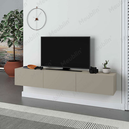 Meuble TV design suspendu FRANCY 180 cm - Beige Taupe