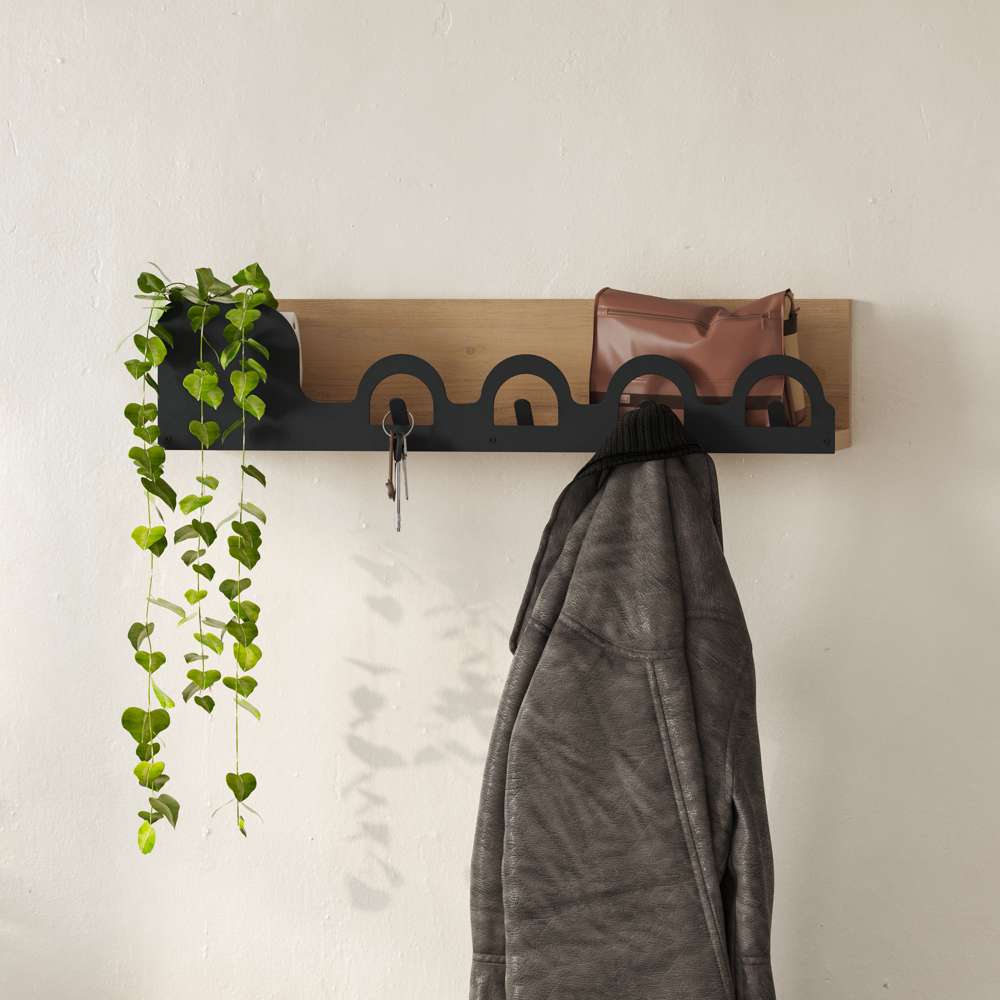 Étagère murale avec penderie en métal LIORA 63 cm - Entrée ou chambre