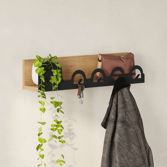 Étagère murale avec penderie en métal LIORA 63 cm - Entrée ou chambre
