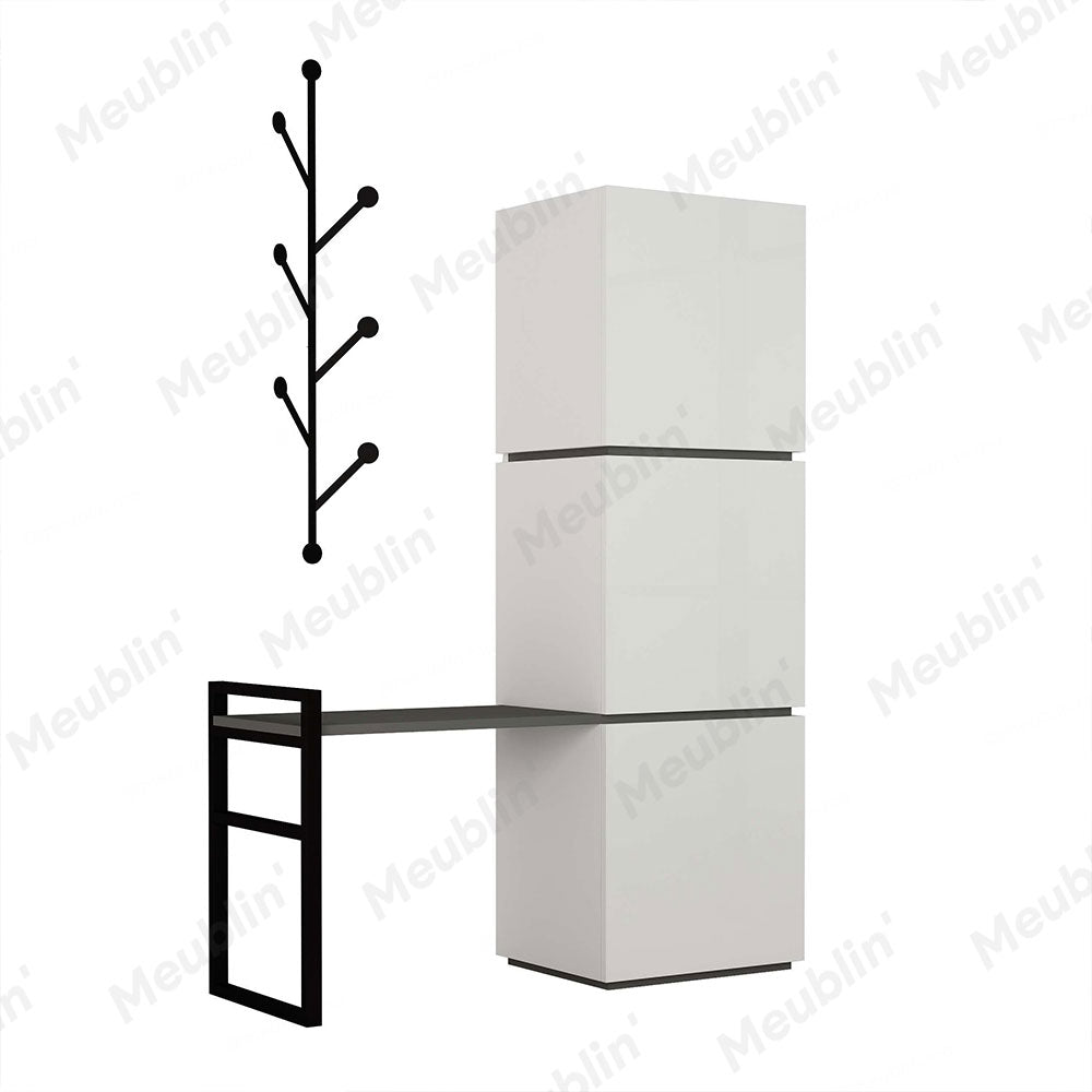 Meuble d'entrée MELLO 150 cm - Rangement chaussurese et  porte-manteaux