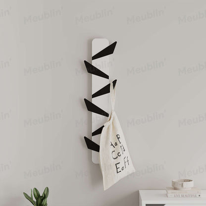 Porte-manteau décoratif en bois et métal - ALESTA 74cm - Blanc et Noir