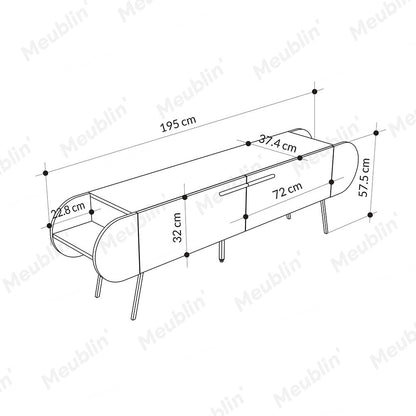 Meuble TV à design minimaliste CAPSULE 195 cm - Blanc