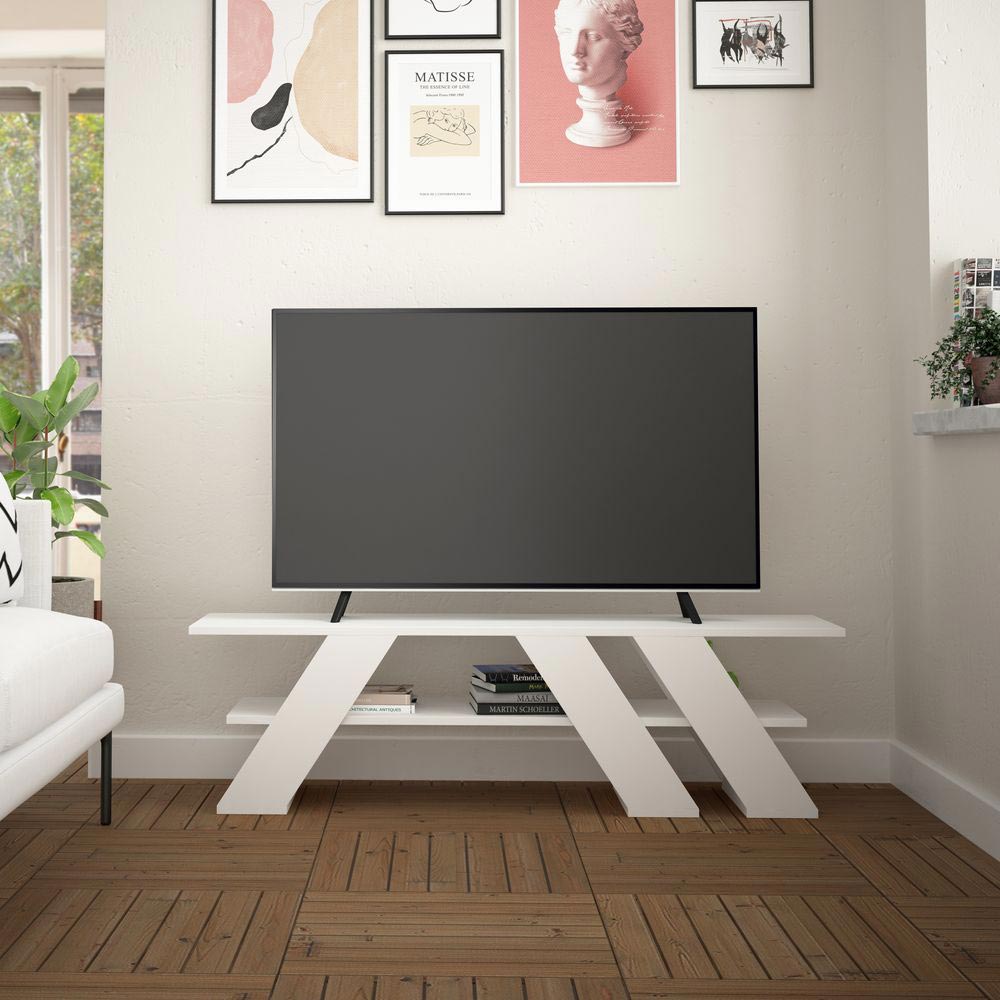 Meuble TV moderne FELLA 140 cm Blanc - Salon et séjour