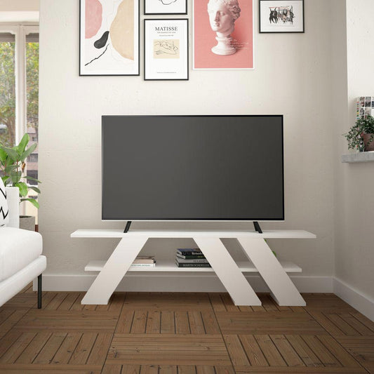 Meuble TV moderne FELLA 140 cm Blanc - Salon et séjour