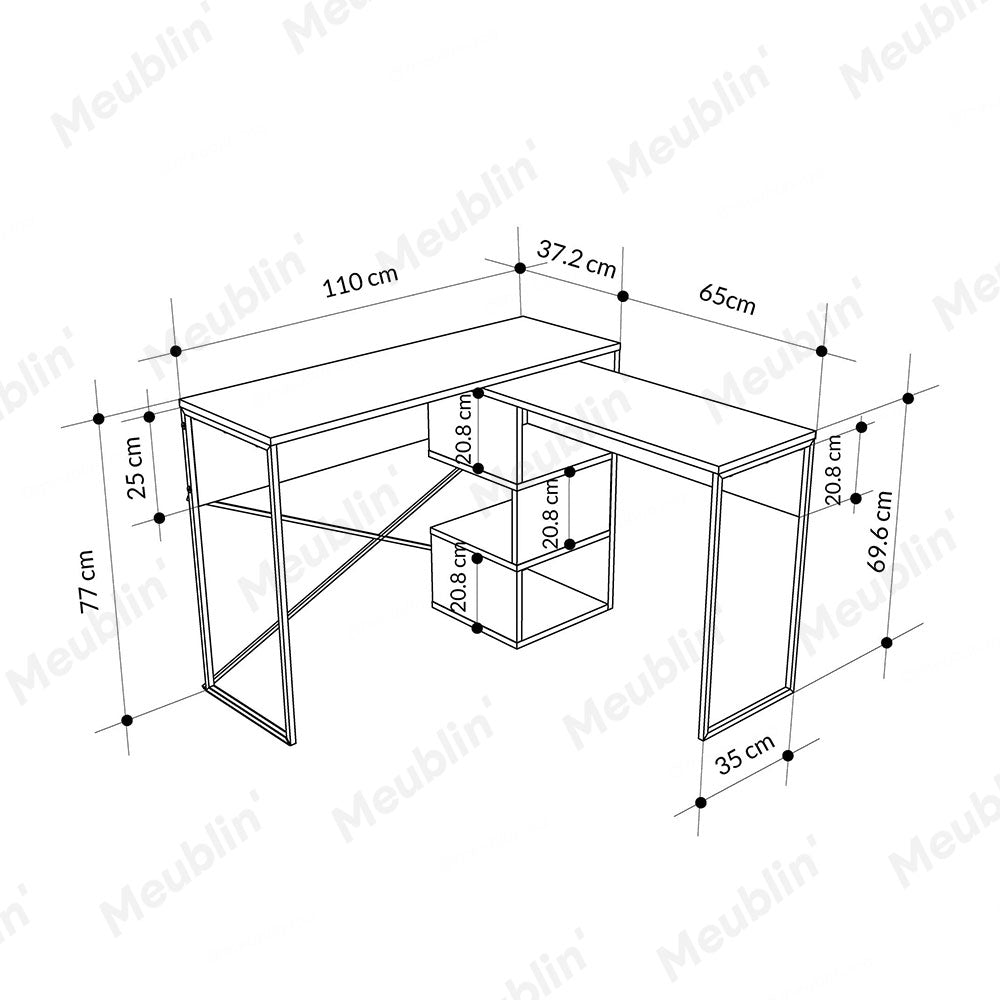Bureau de travail en bois BADAU 110 cm
