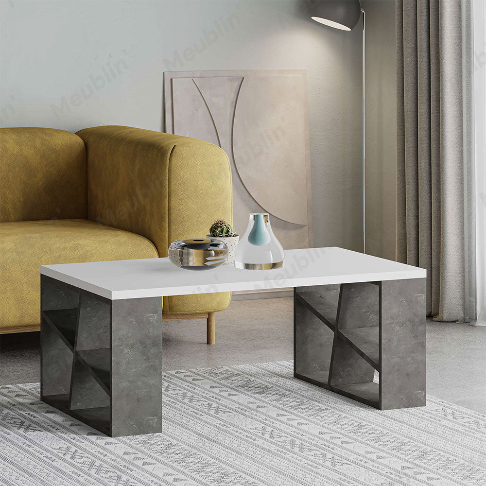 Table basse en bois solide BLANCO 105 cm