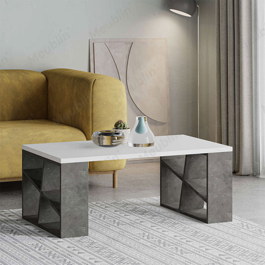 Table basse en bois solide BLANCO 105 cm