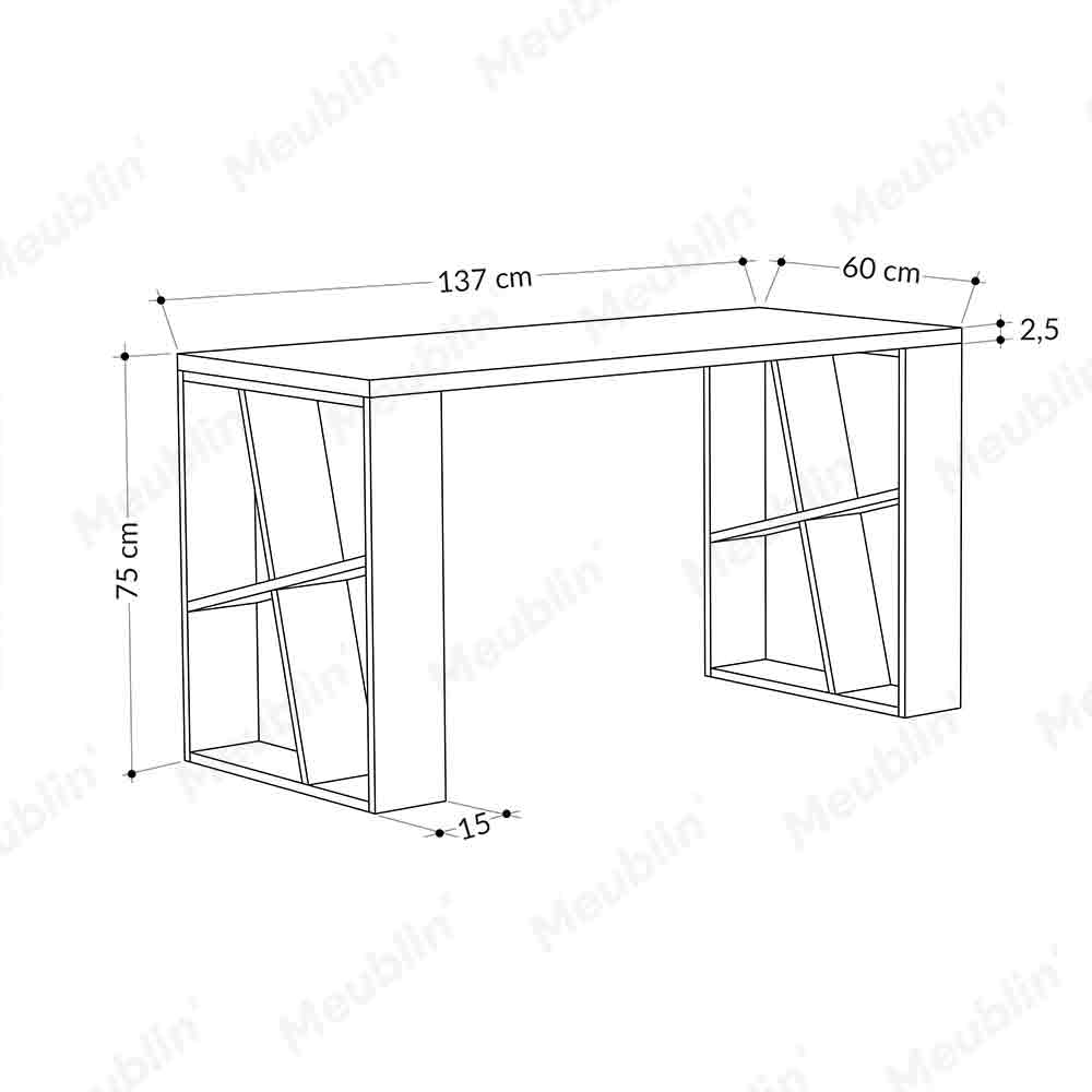 Bureau de travail en bois solide HONEY 137 cm