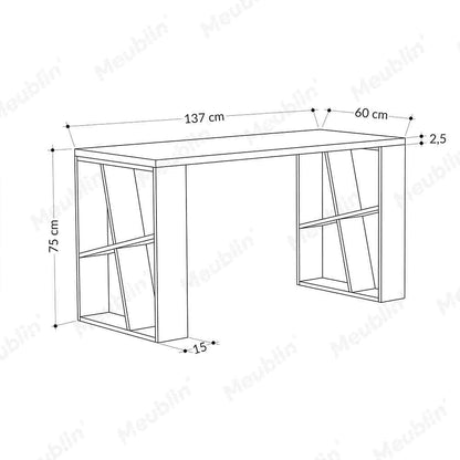 Bureau de travail en bois solide HONEY 137 cm
