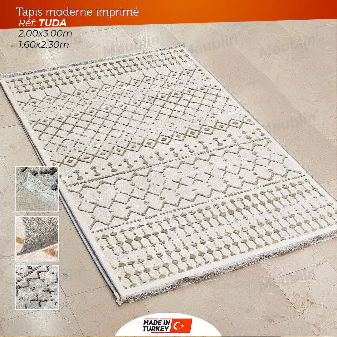 Tapis moderne imprimé TUDA - salon et séjour marocain