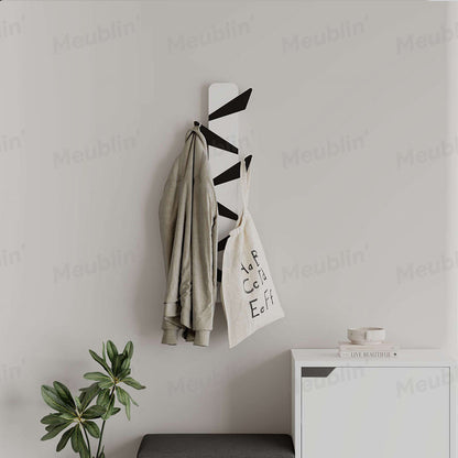 Porte-manteau décoratif en bois et métal - ALESTA 74cm - Blanc et Noir