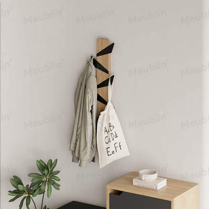 Porte-manteau décoratif en bois et métal - ALESTA 74cm - Chêne et Noir