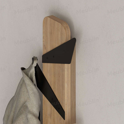 Porte-manteau décoratif en bois et métal - ALESTA 74cm - Chêne et Noir
