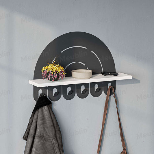 Étagère décorative en bois et métal - RAINBOW 60 cm - Blanc Noir