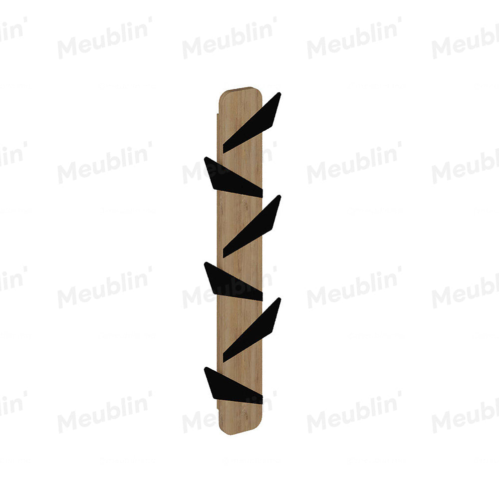 Porte-manteau décoratif en bois et métal - ALESTA 74cm - Chêne et Noir