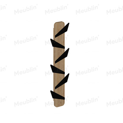 Porte-manteau décoratif en bois et métal - ALESTA 74cm - Chêne et Noir