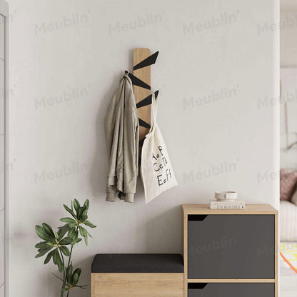 Porte-manteau décoratif en bois et métal - ALESTA 74cm - Chêne et Noir