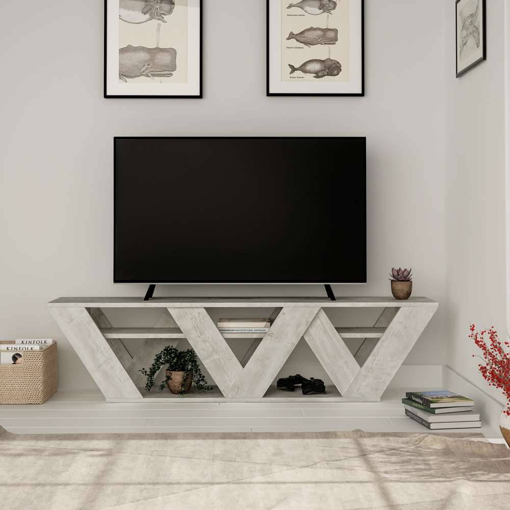 Stand TV moderne RALLA 158 cm - Salon et séjour - Retro White